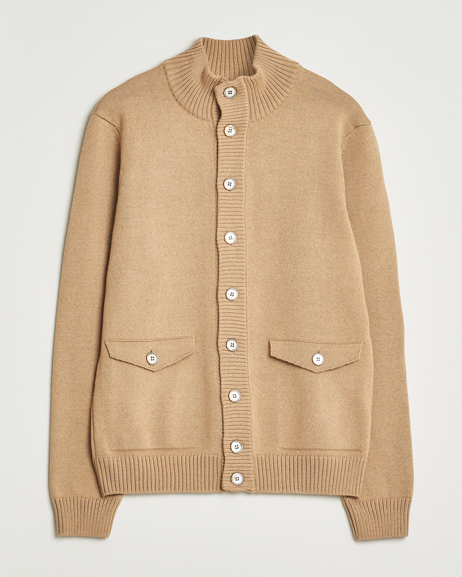 Men | Sweaters & Knitwear | Stenströms | Chunky Knitted Merino Cardigan Beige