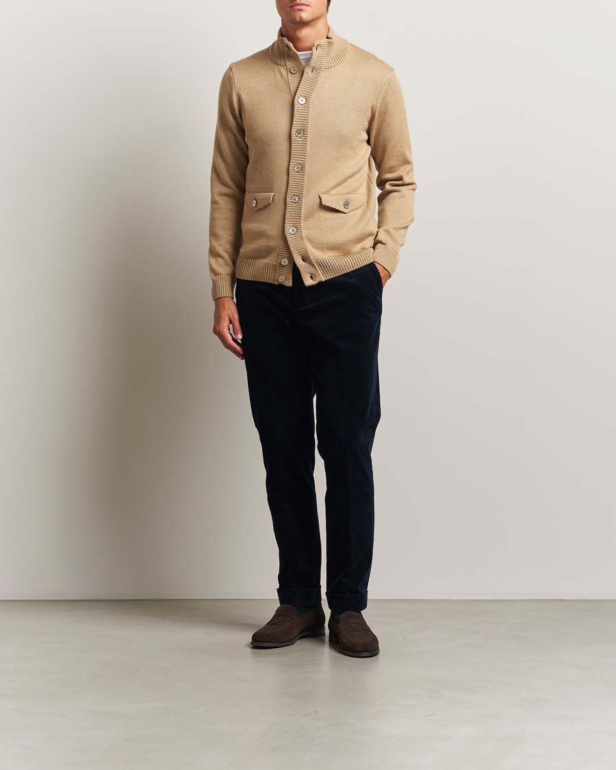 Men | Sweaters & Knitwear | Stenströms | Chunky Knitted Merino Cardigan Beige