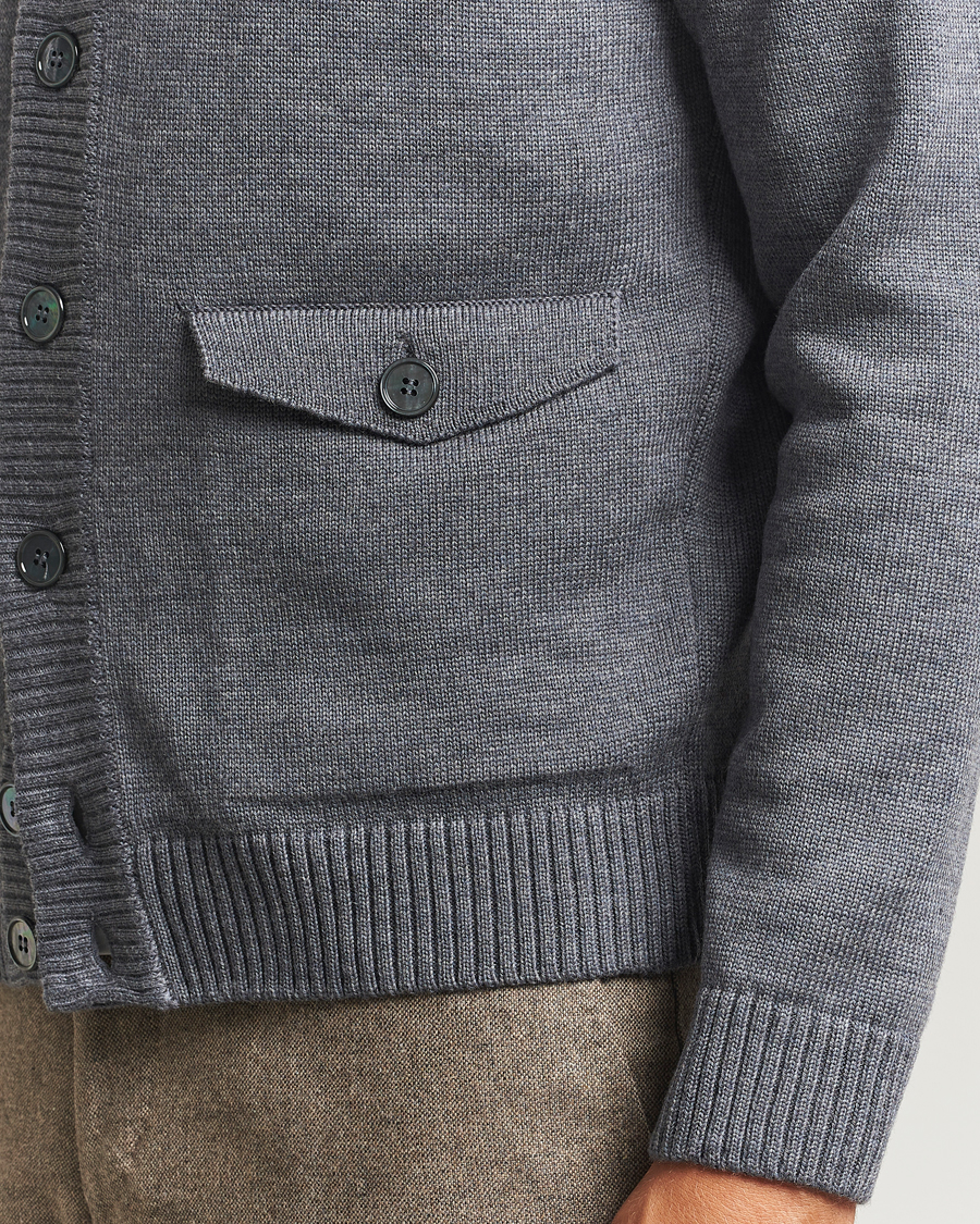 Men | Sweaters & Knitwear | Stenströms | Chunky Knitted Merino Cardigan Grey
