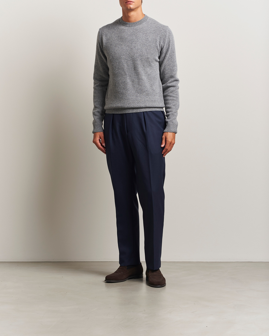 Men | Sweaters & Knitwear | Stenströms | Brushed Merino Crew Neck Grey