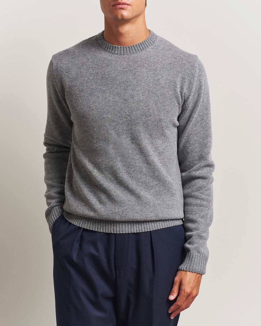 Men | Sweaters & Knitwear | Stenströms | Brushed Merino Crew Neck Grey