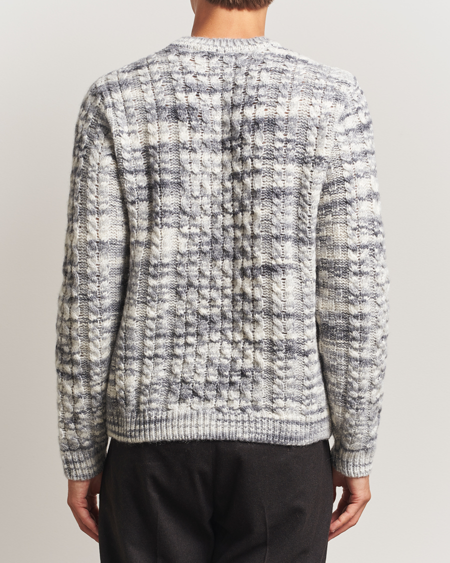 Men | Sweaters & Knitwear | Stenströms | Alpacka Cable Knitted Crew Neck Grey