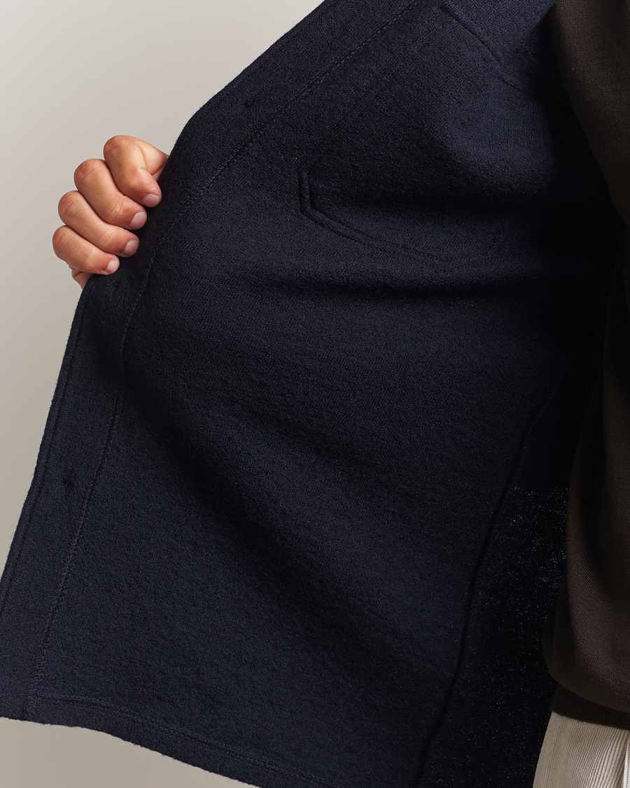 Men | Shirts | Stenströms | Felted Wool Overshirt Navy