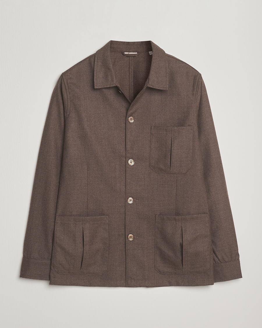 Men | Shirts | Stenströms | Wool Overshirt Brown