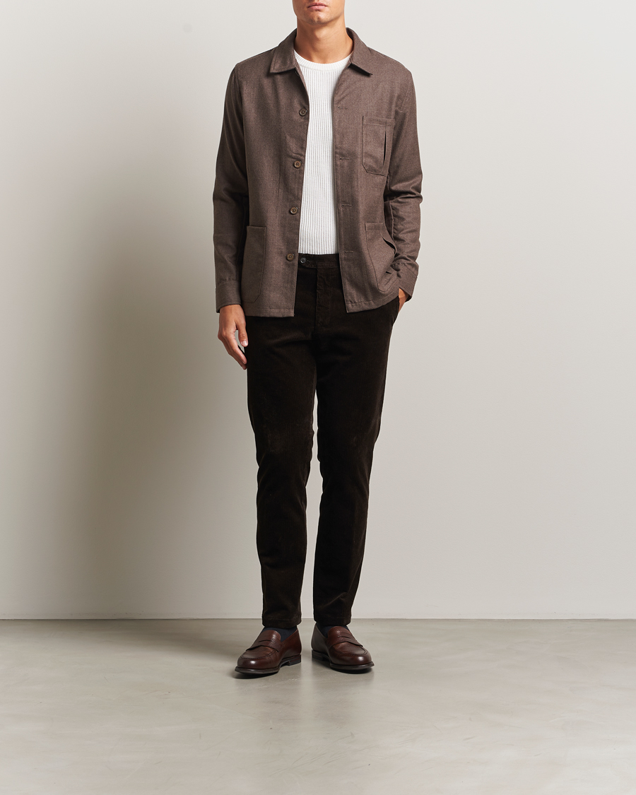 Men | Shirts | Stenströms | Wool Overshirt Brown