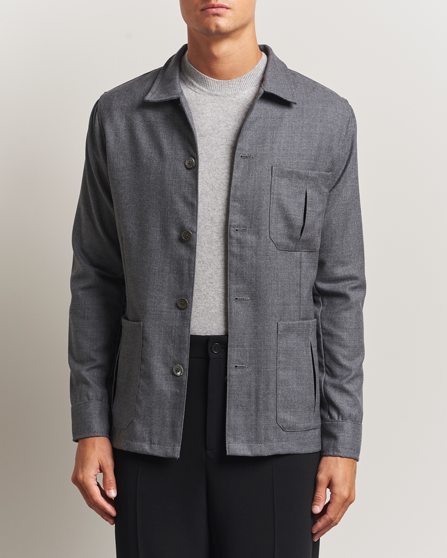 Men | Shirts | Stenströms | Wool Overshirt Grey