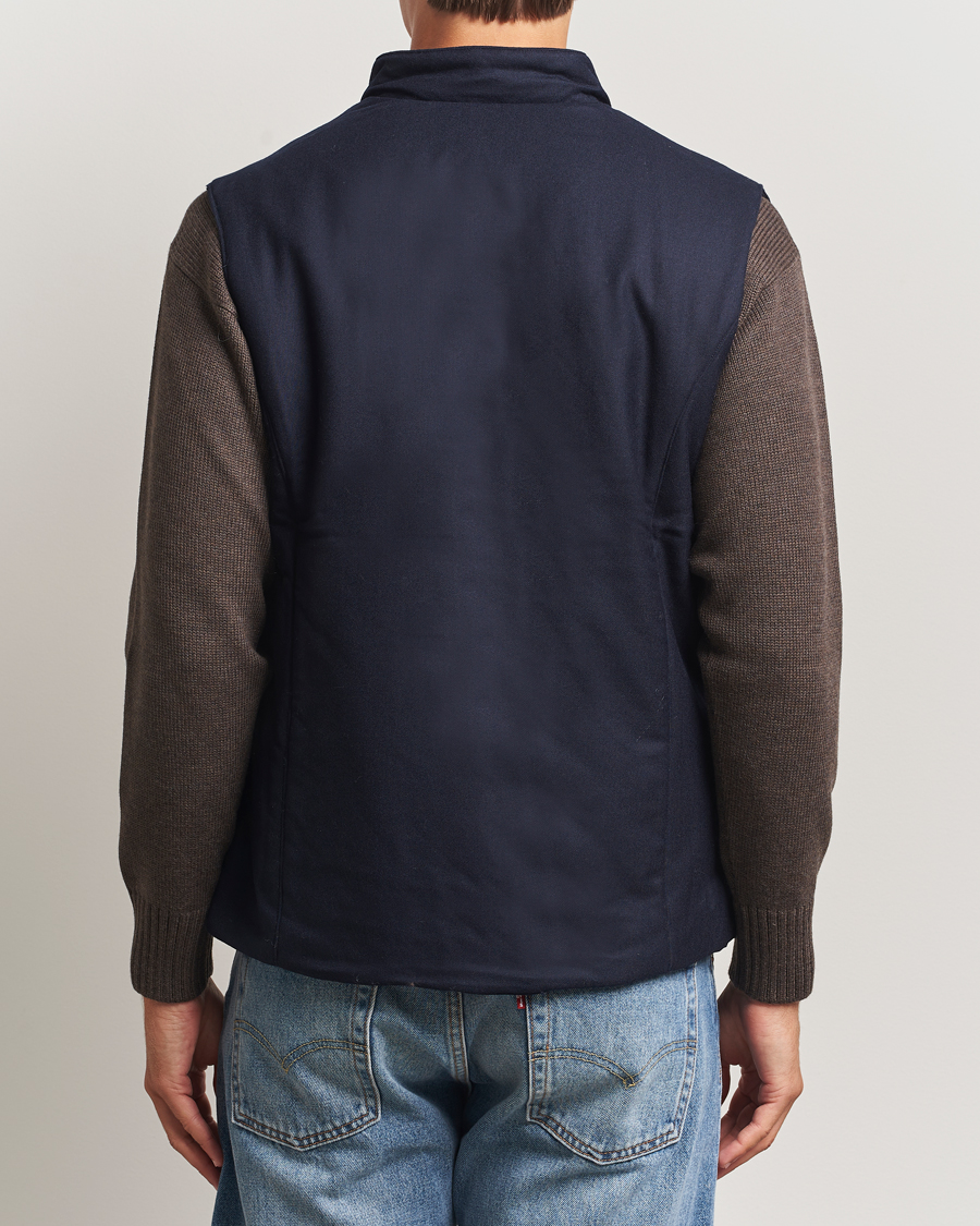 Men | Gilets | Stenströms | Wool Alcantara Detail Light Padded Vest Navy