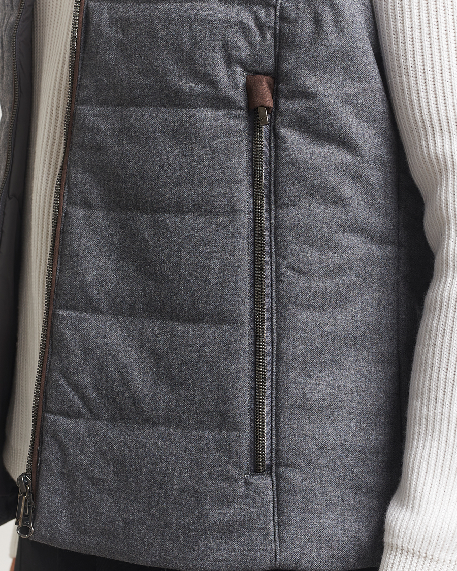 Men | Gilets | Stenströms | Wool Alcantara Detail Light Padded Vest Grey