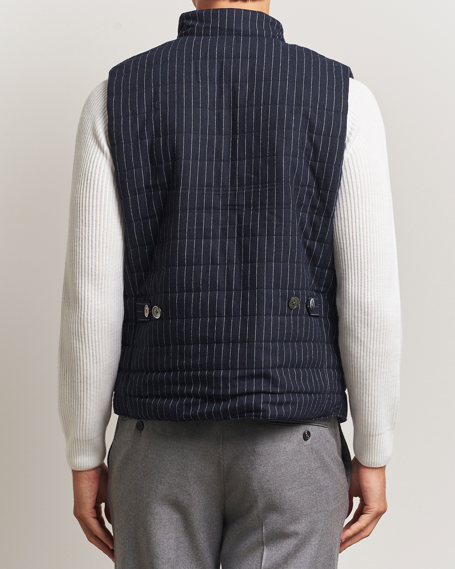 Men | Gilets | Stenströms | Wool Pinstripe Padded Vest Blue