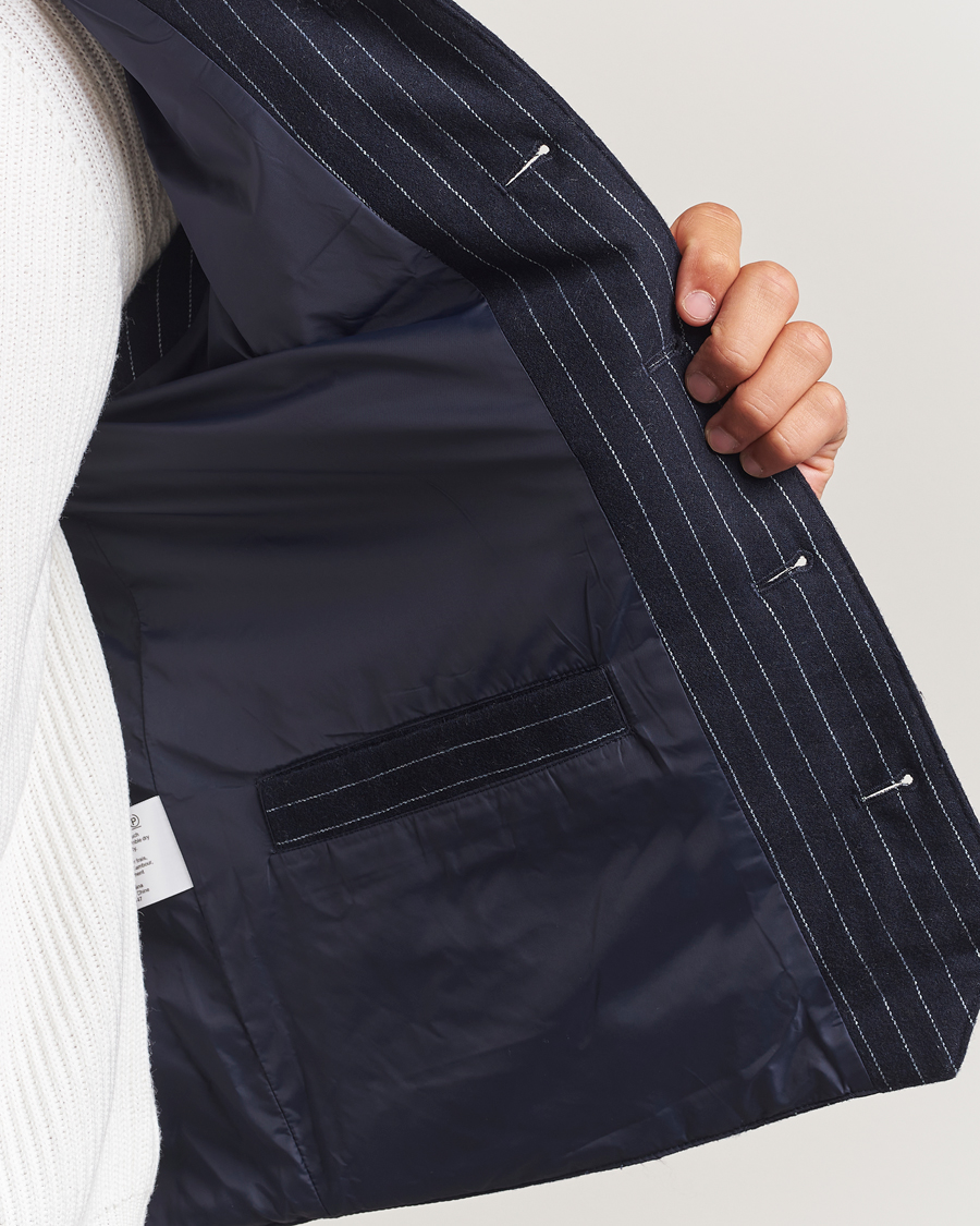 Men | Gilets | Stenströms | Wool Pinstripe Padded Vest Blue