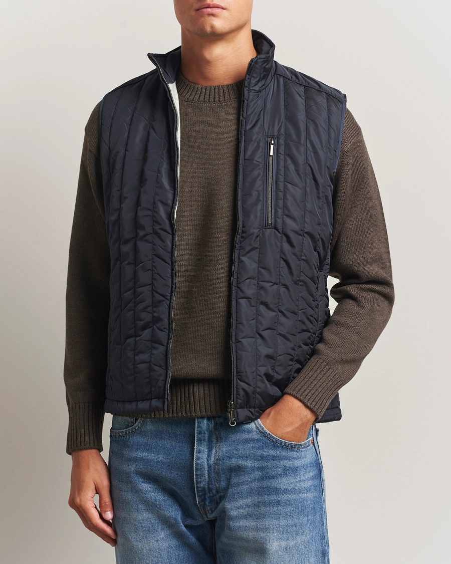Men | Gilets | Stenströms | Nylon Quilted Light Padded Vest Navy