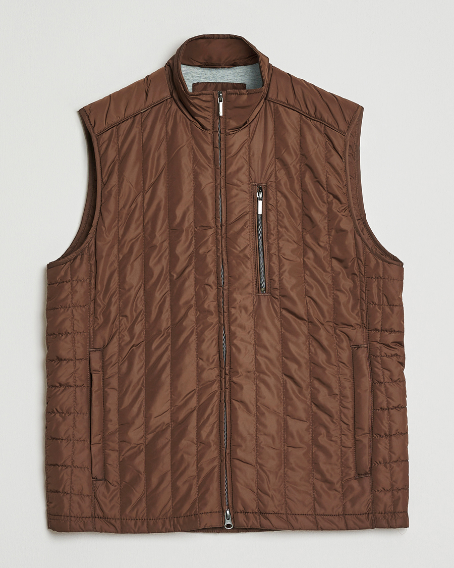 Men | Gilets | Stenströms | Nylon Quilted Light Padded Vest Brown
