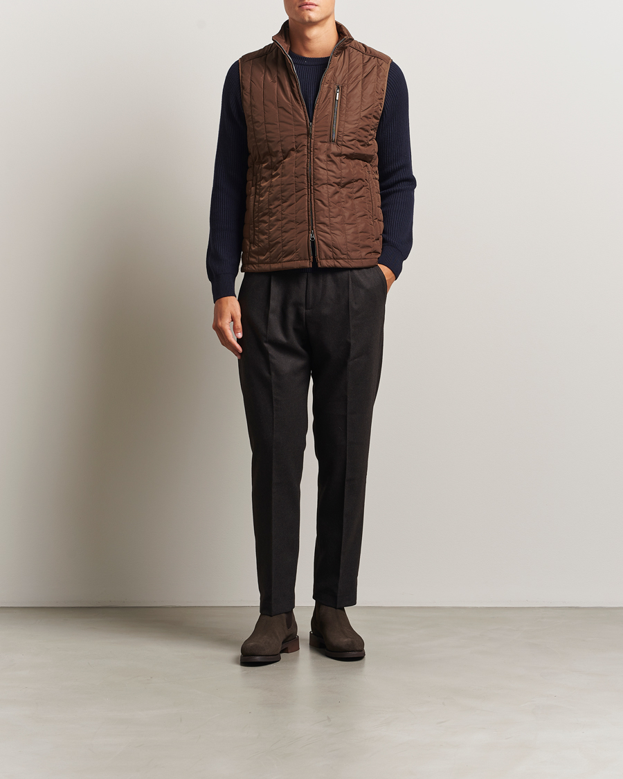 Men | Gilets | Stenströms | Nylon Quilted Light Padded Vest Brown