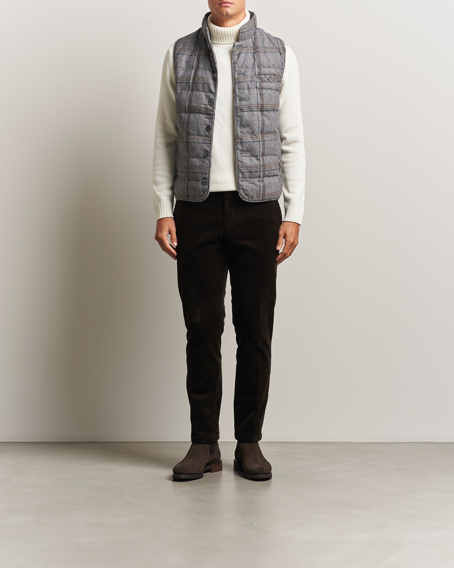 Men | Coats & Jackets | Stenströms | Check Wool Padded Vest Grey