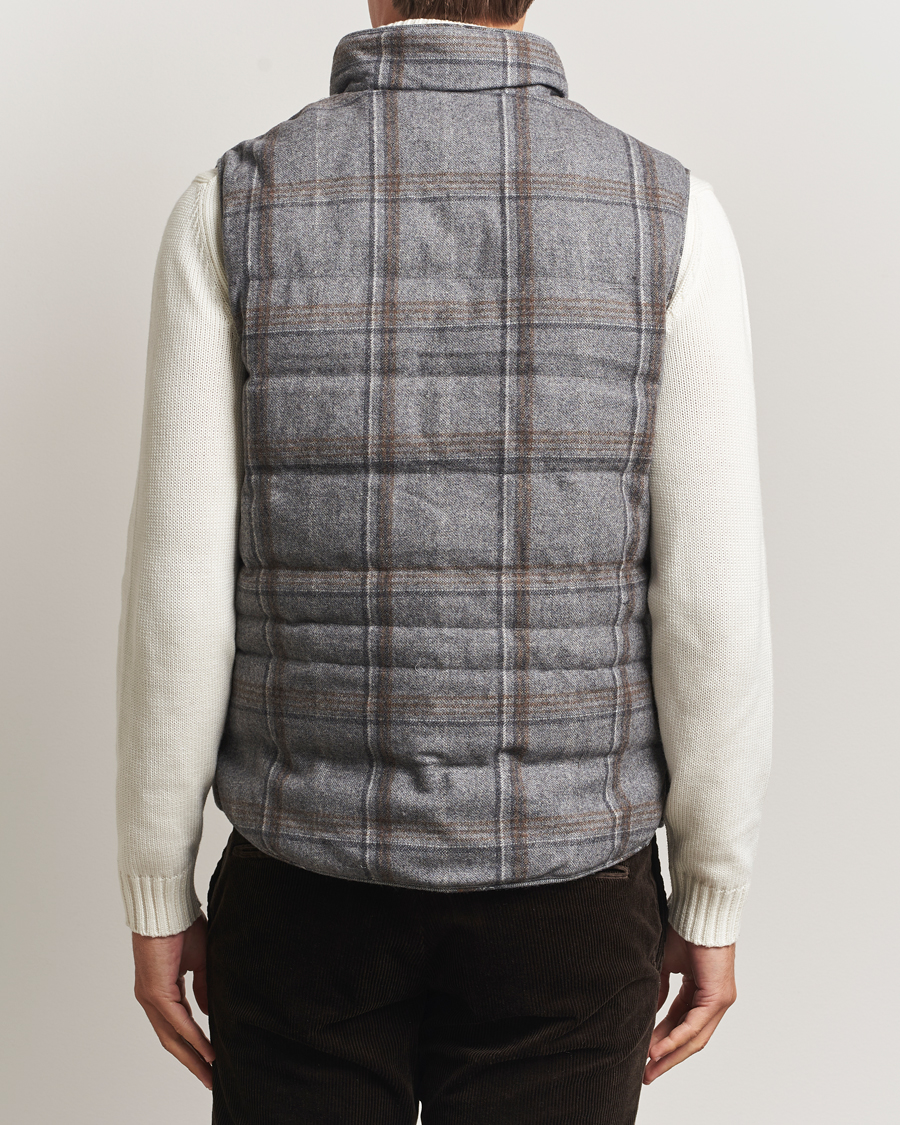 Men | Coats & Jackets | Stenströms | Check Wool Padded Vest Grey