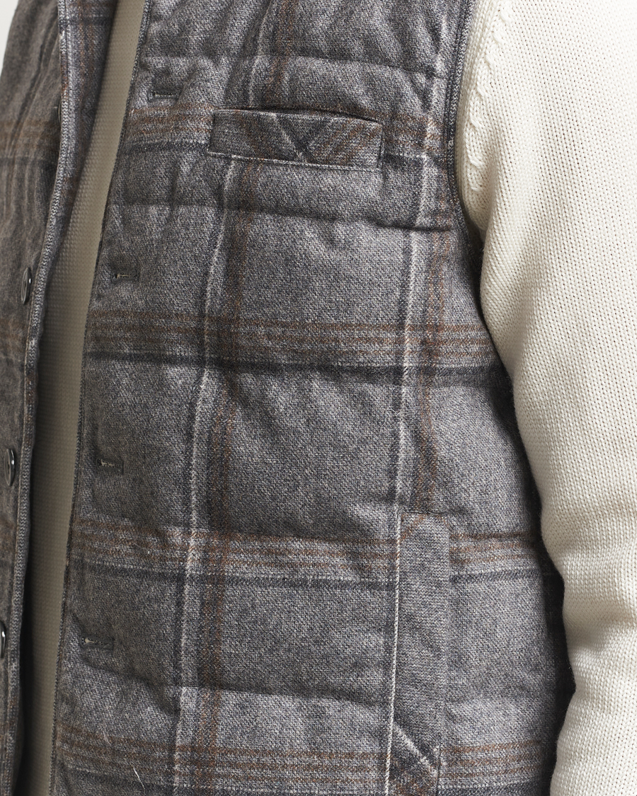 Men | Coats & Jackets | Stenströms | Check Wool Padded Vest Grey