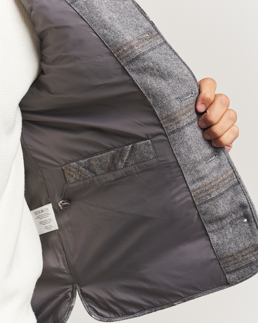 Men | Coats & Jackets | Stenströms | Check Wool Padded Vest Grey
