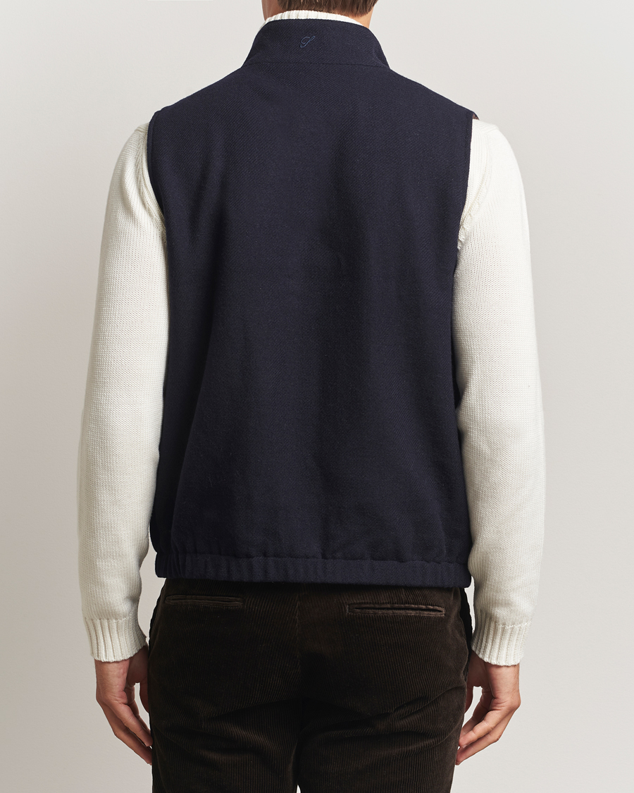 Men | Gilets | Stenströms | Reversible Wool Vest Navy
