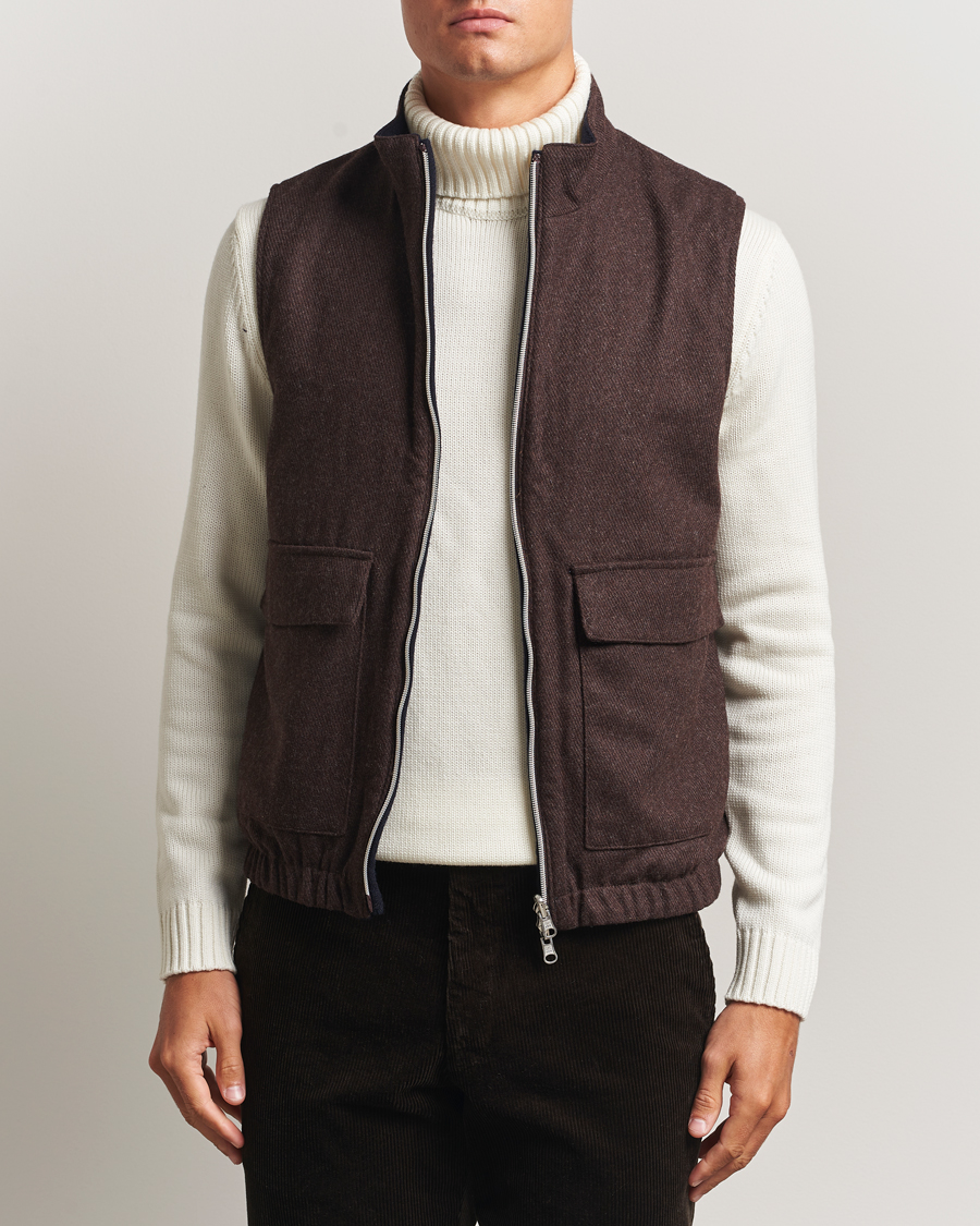 Men | Gilets | Stenströms | Reversible Wool Vest Navy
