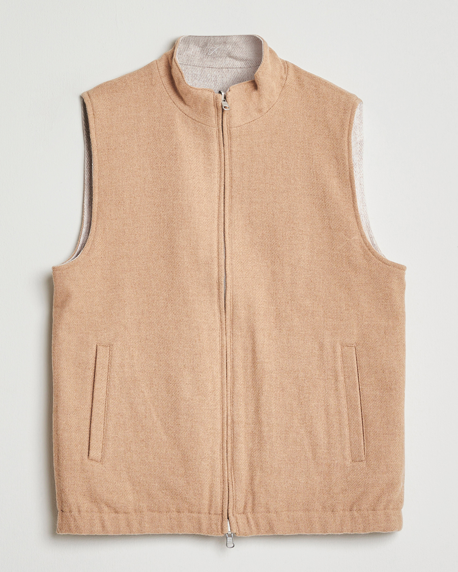 Men | Gilets | Stenströms | Reversible Wool Vest Beige