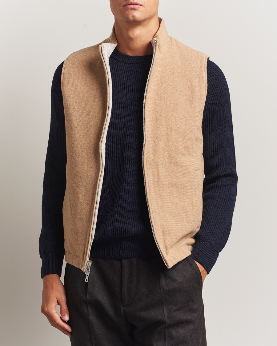 Men | Gilets | Stenströms | Reversible Wool Vest Beige