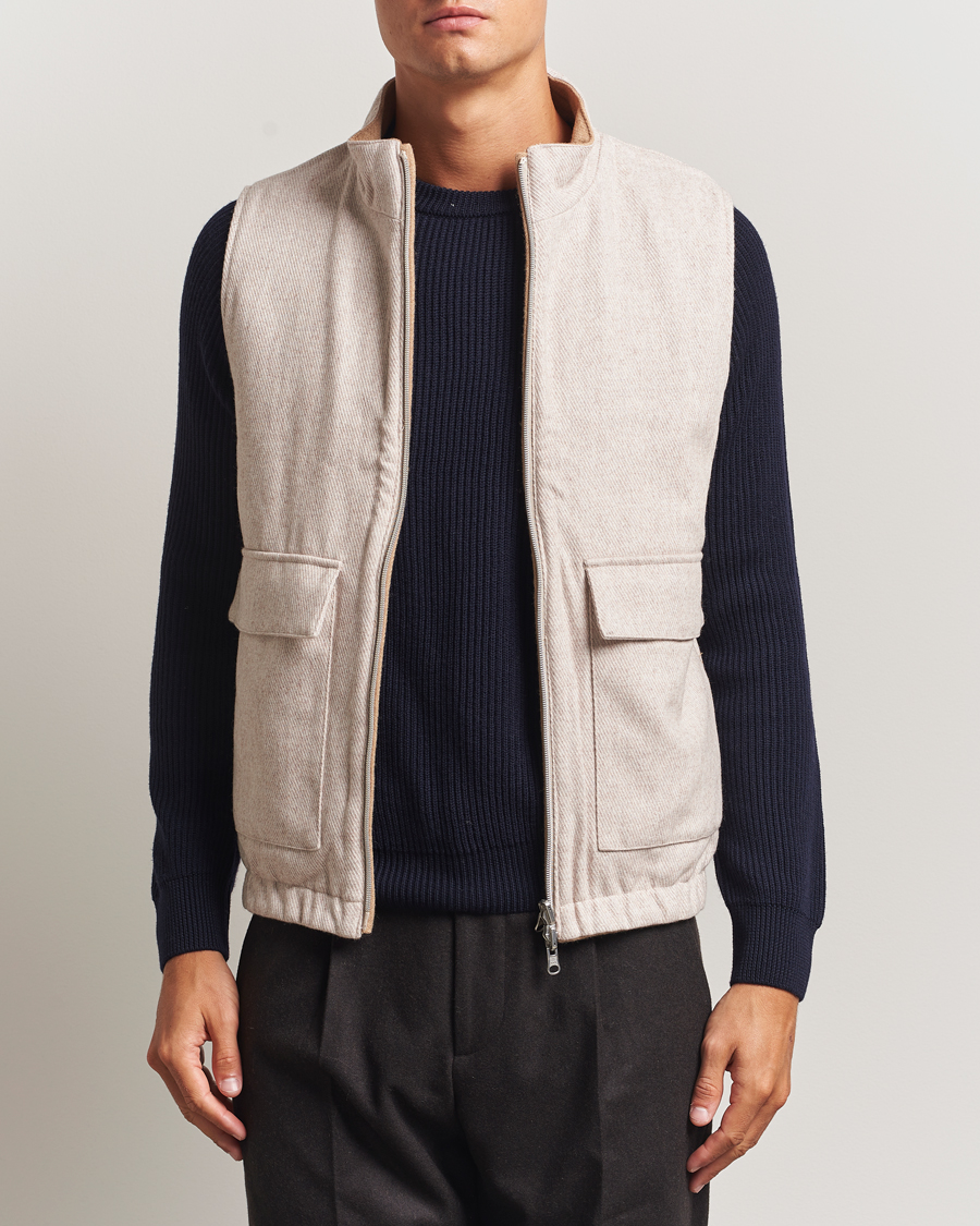 Men | Gilets | Stenströms | Reversible Wool Vest Beige