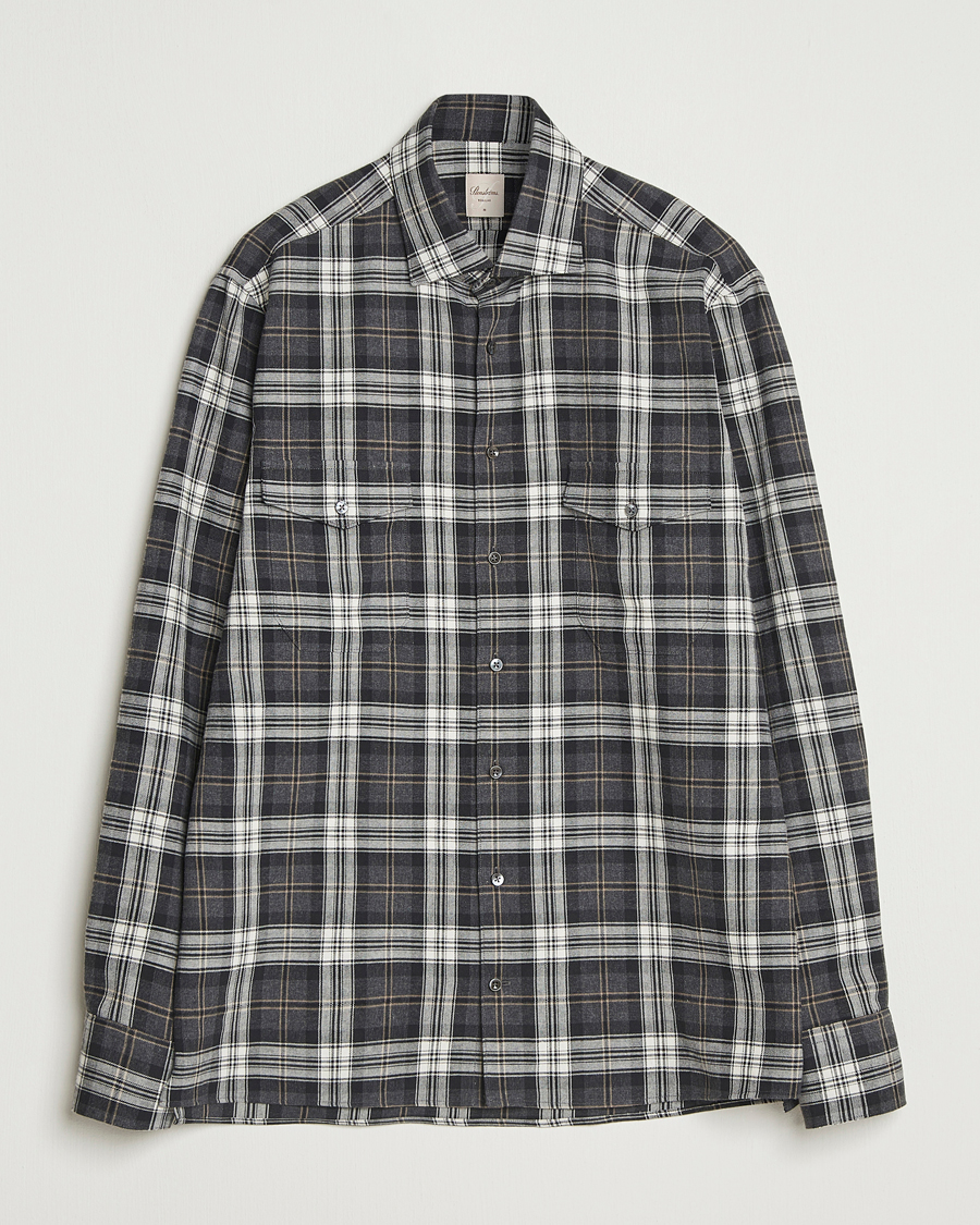 Men | Shirts | Stenströms | Regular Fit Checked Pocket Shirt Grey