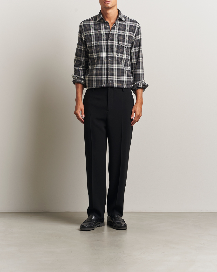 Men | Shirts | Stenströms | Regular Fit Checked Pocket Shirt Grey