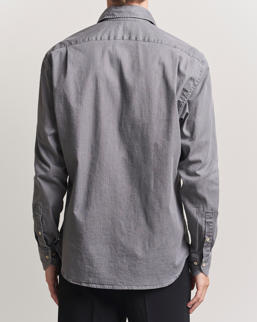 Men | Shirts | Stenströms | Regular Fit Garment Washed Denim Shirt Grey