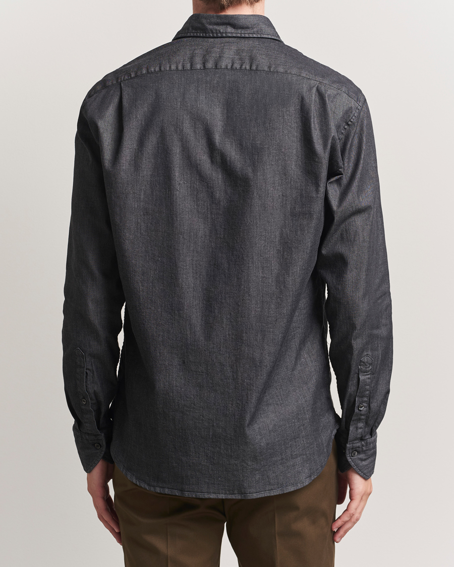 Men | Shirts | Stenströms | Regular Fit Garment Washed Denim Shirt Black