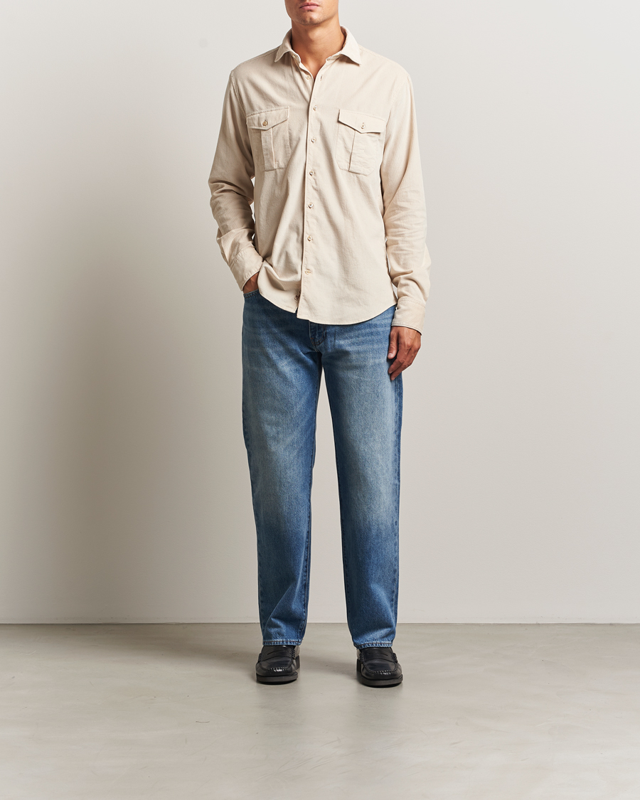 Men | Shirts | Stenströms | Regular Fit Cord Pocket Shirt Beige