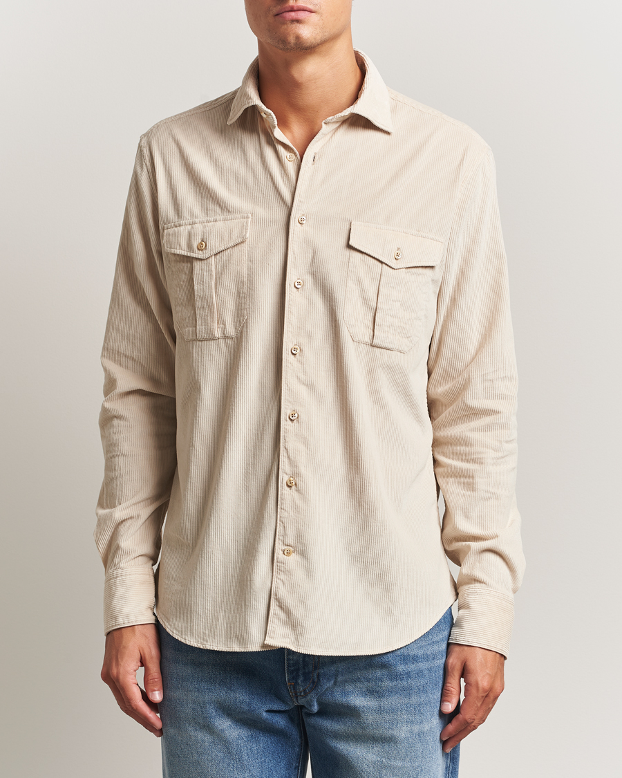 Men | Shirts | Stenströms | Regular Fit Cord Pocket Shirt Beige