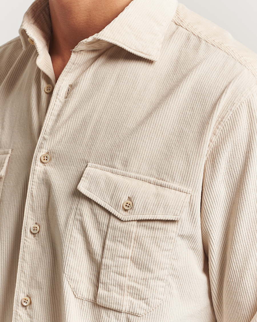 Men | Shirts | Stenströms | Regular Fit Cord Pocket Shirt Beige