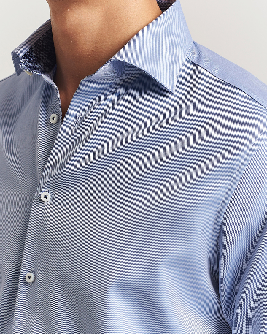 Men | Shirts | Stenströms | Regular Fit Superior Twill Contrast Shirt Blue
