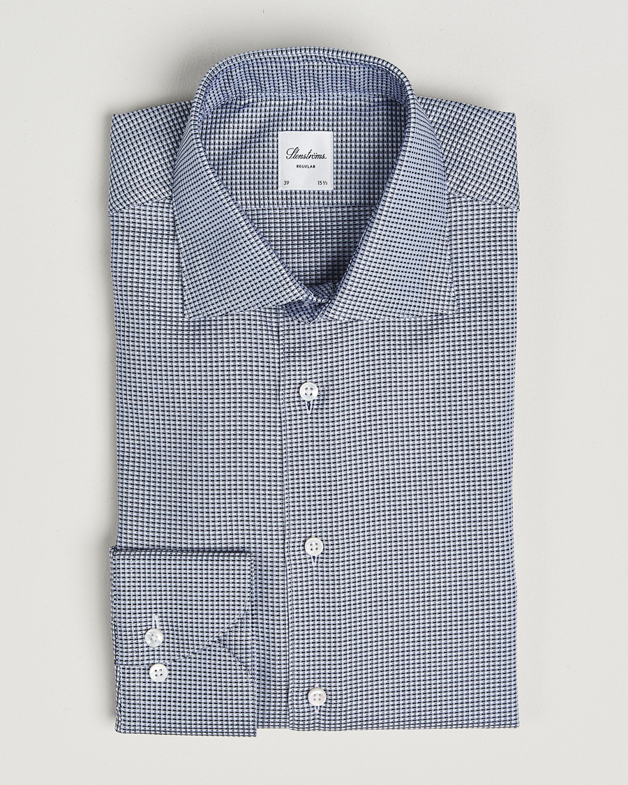 Men | Shirts | Stenströms | Regular Fit Woven Structure Shirt Blue