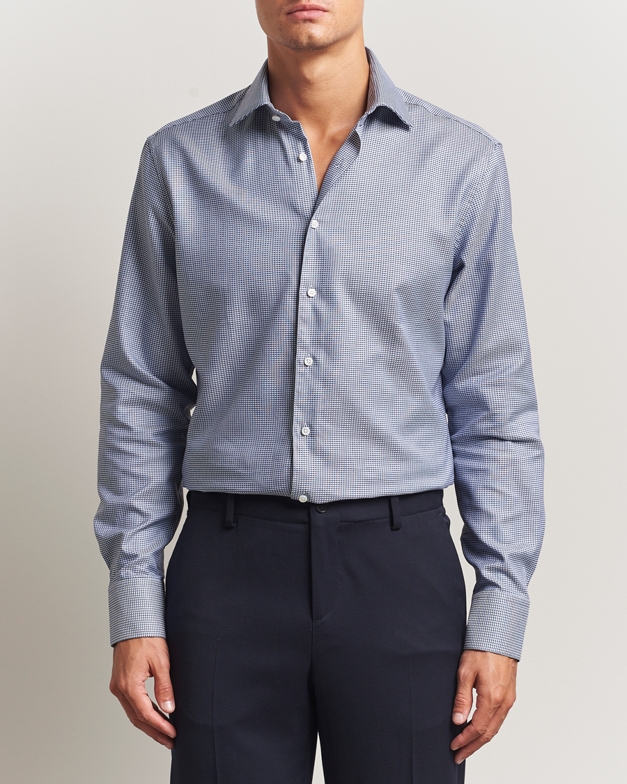 Men | Shirts | Stenströms | Regular Fit Woven Structure Shirt Blue