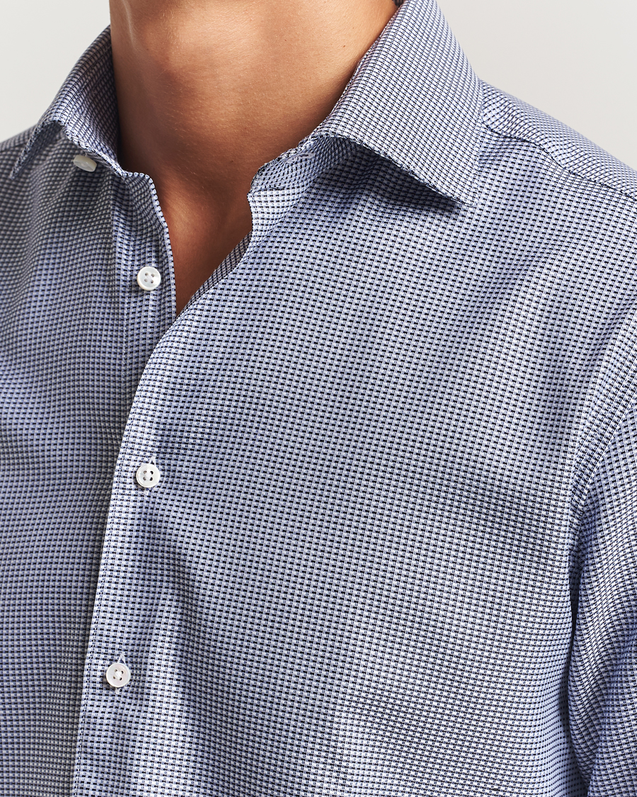 Men | Shirts | Stenströms | Regular Fit Woven Structure Shirt Blue