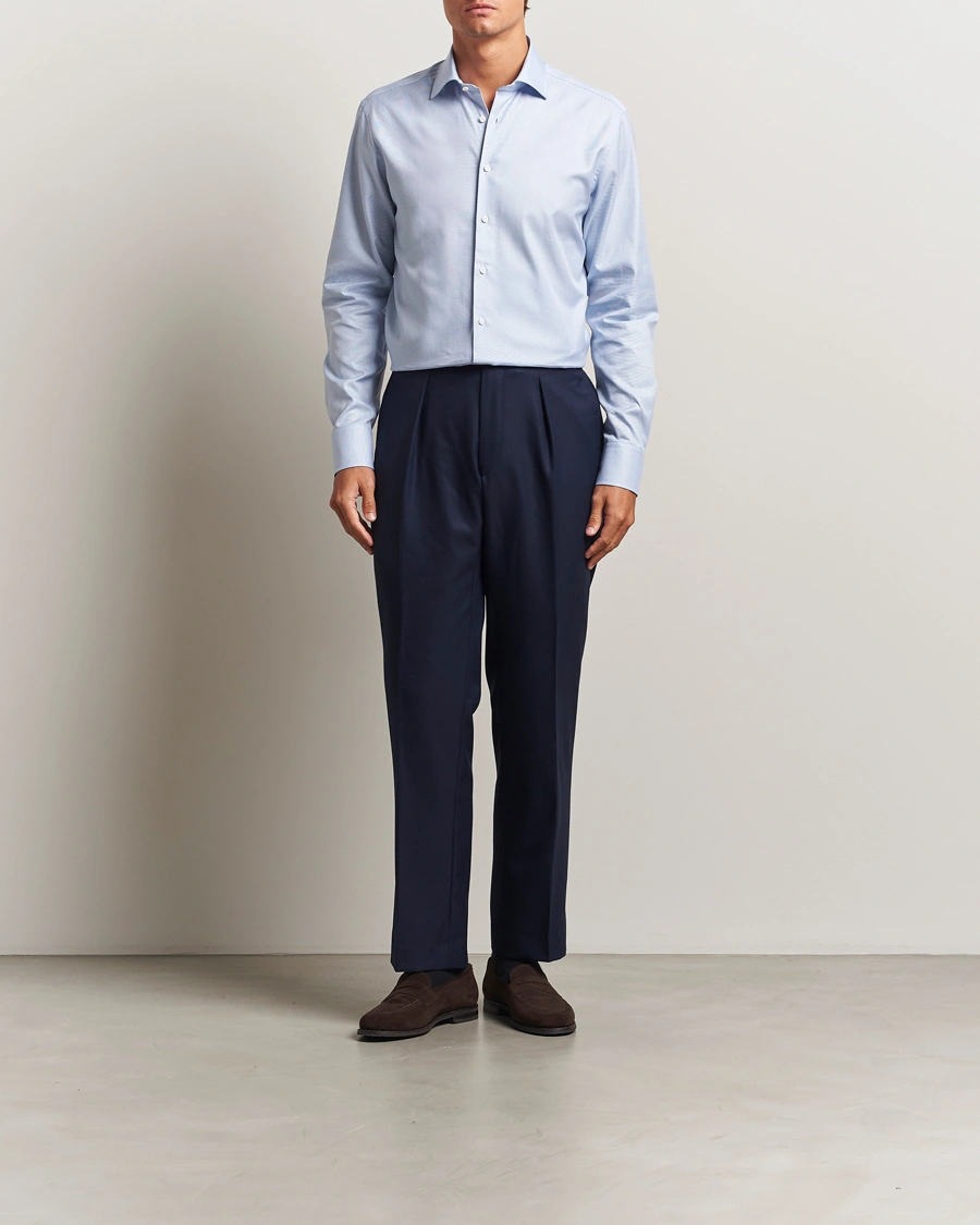 Men | Shirts | Stenströms | Regular Fit Small Houndstooth Shirt Blue
