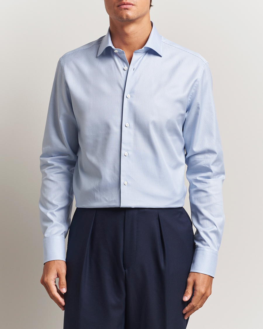 Men | Shirts | Stenströms | Regular Fit Small Houndstooth Shirt Blue