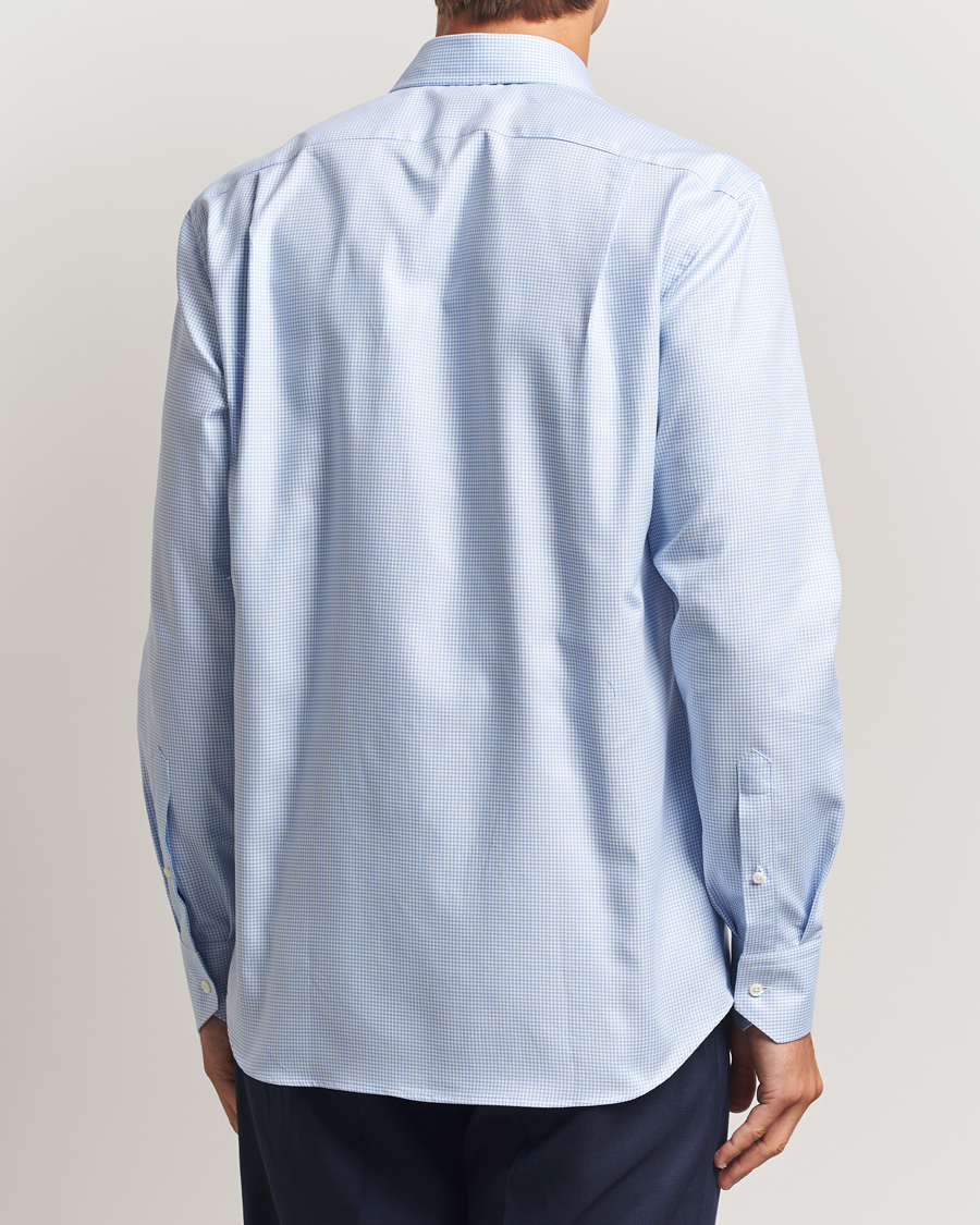 Men | Shirts | Stenströms | Regular Fit Houndstooth Cut Away Shirt Light Blue