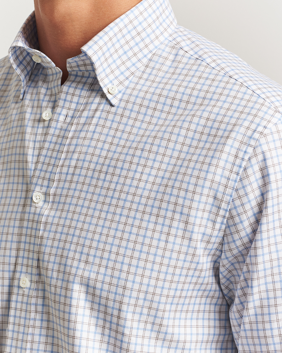 Men | Shirts | Stenströms | Regular Fit Overcheck Button Down Shirt White