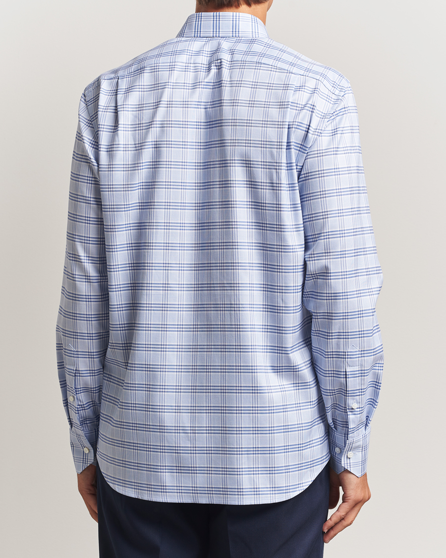 Men | Shirts | Stenströms | Regular Fit Checked Cut Away Shirt Blue