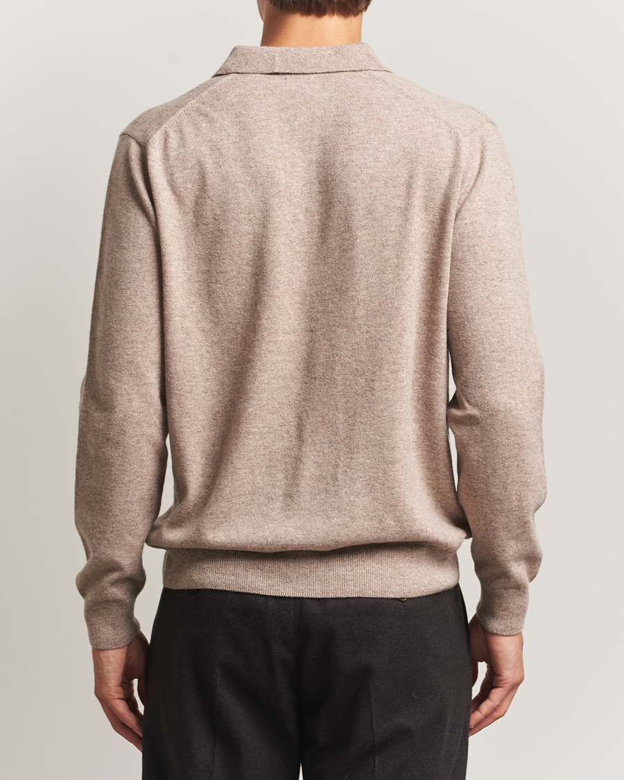Men | Sweaters & Knitwear | Sunspel | Cashmere Polo Oatmeal Melange