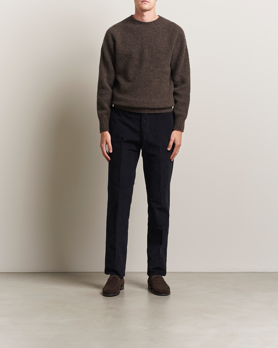 Men | Sweaters & Knitwear | Sunspel | Brushed Shetland Crew Neck Bark