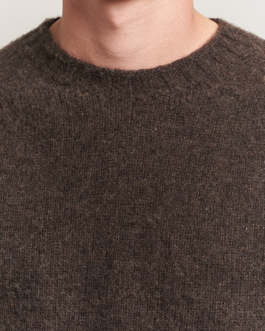 Men | Sweaters & Knitwear | Sunspel | Brushed Shetland Crew Neck Bark