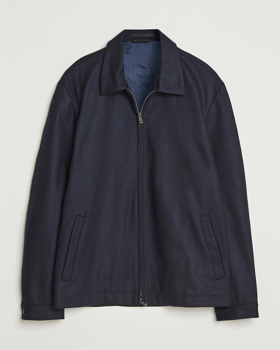 Men | Coats & Jackets | Sunspel | Boiled Wool Jersey Jacket Navy