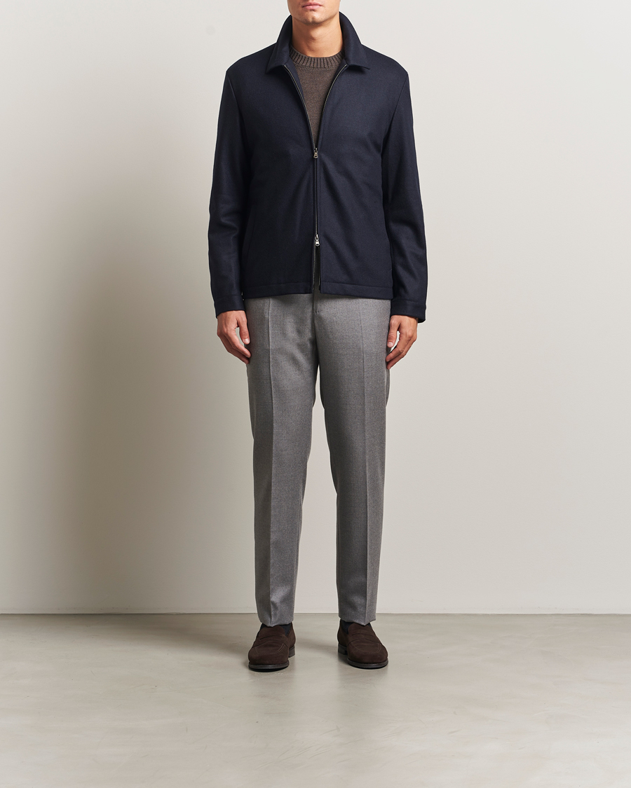 Men | Coats & Jackets | Sunspel | Boiled Wool Jersey Jacket Navy