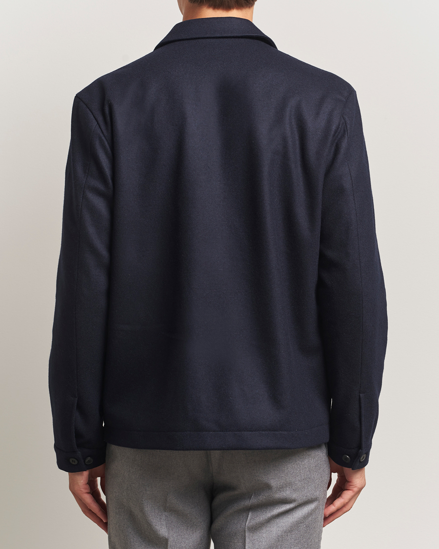 Men | Coats & Jackets | Sunspel | Boiled Wool Jersey Jacket Navy