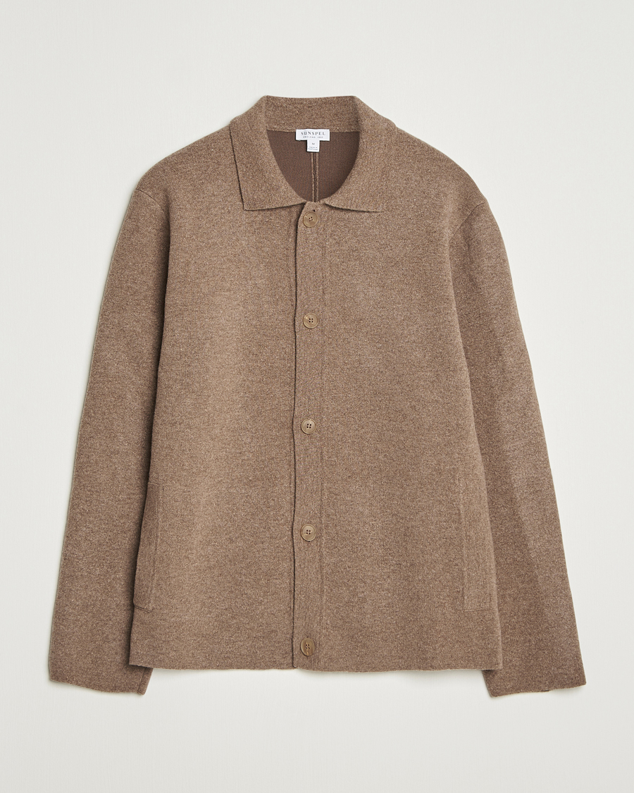 Men | Sweaters & Knitwear | Sunspel | Doubleface Wool Jacket Mink