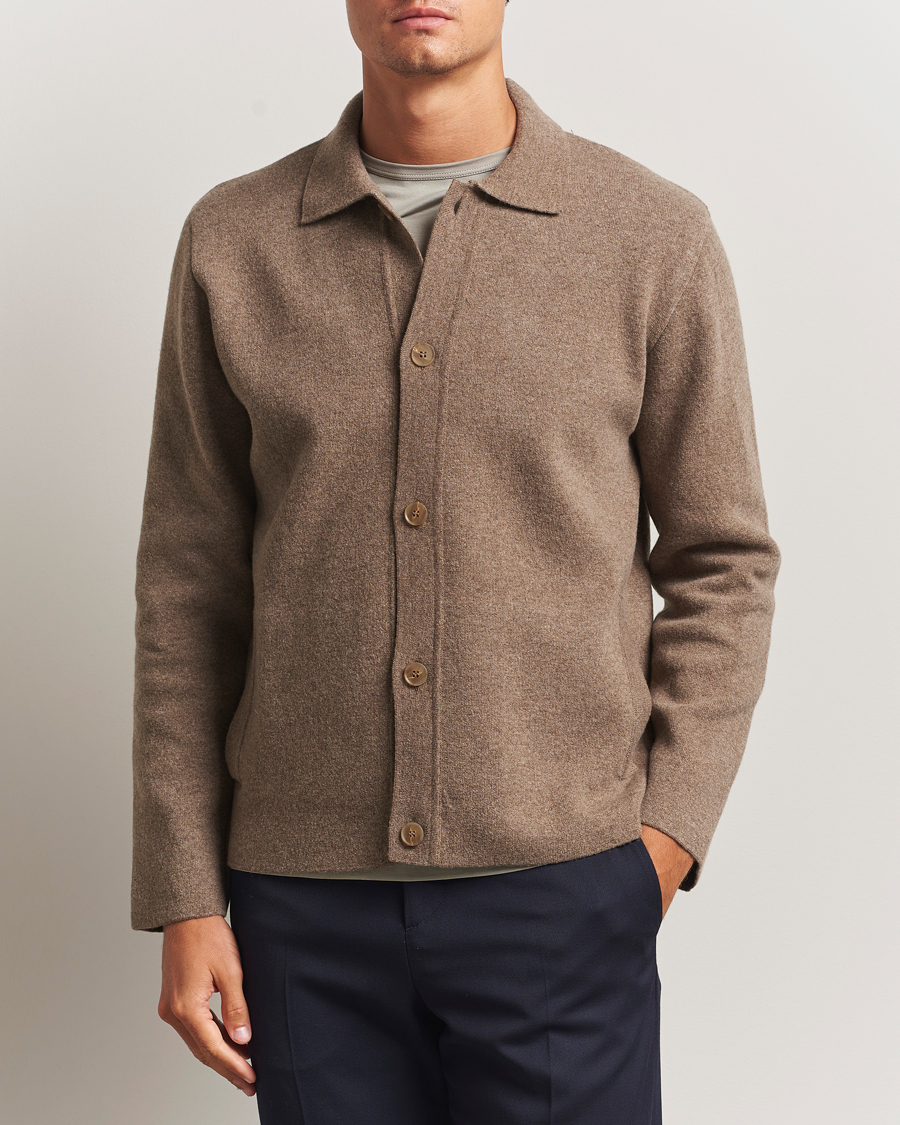 Men | Sweaters & Knitwear | Sunspel | Doubleface Wool Jacket Mink